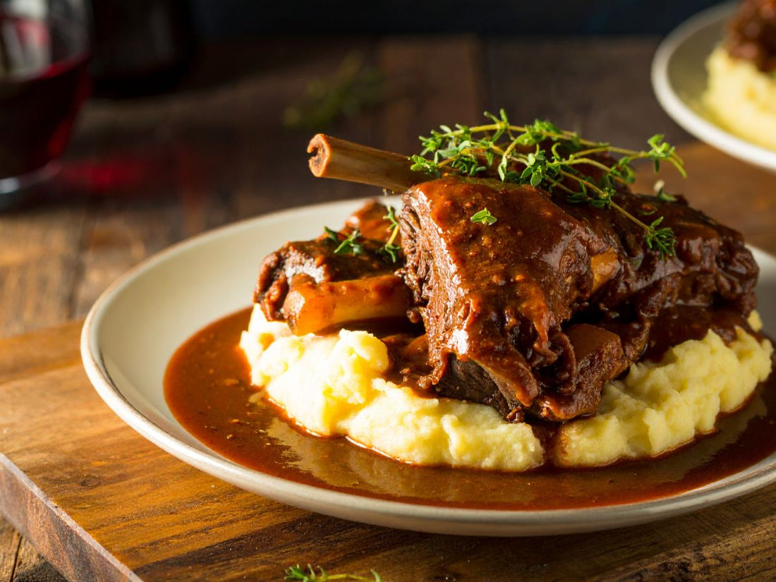 Slow-Braised Lamb Shanks with Red Wine and Rosemary